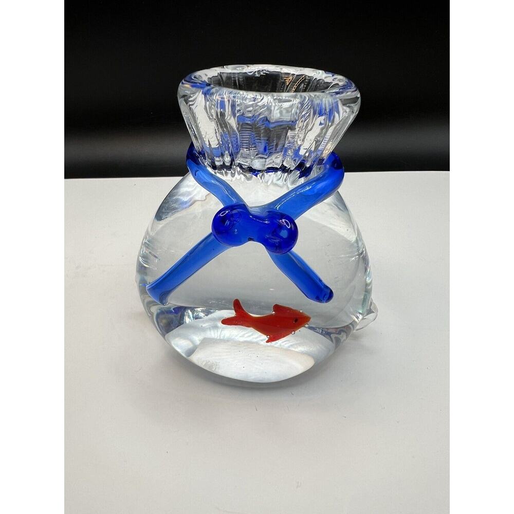 Gold Fish In A Bag Aquarium Art Glass Paperweight